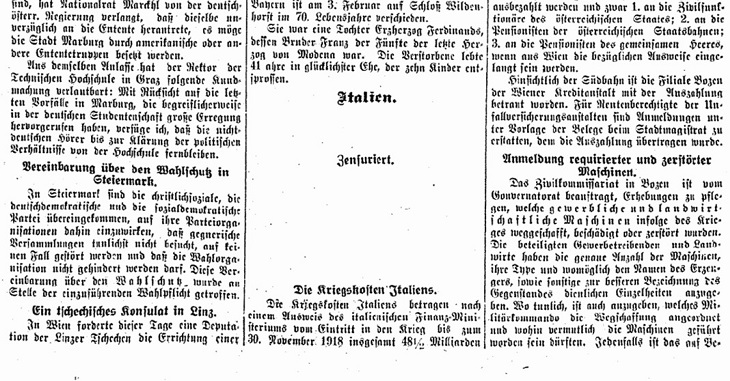 Bozner Nachrichten, 6.2.1919