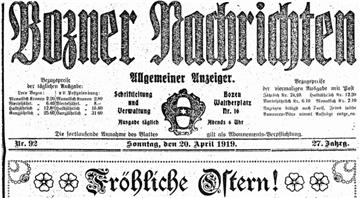 Bozner Nachrichten, 20.4.1919