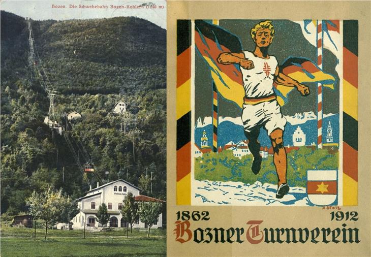 Schwebebahn Kohlern und Bild des Bozner Turnvereins