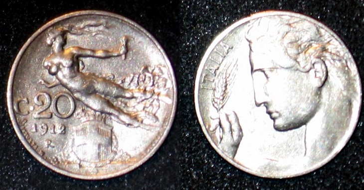 20 italienische centesimi, 1912