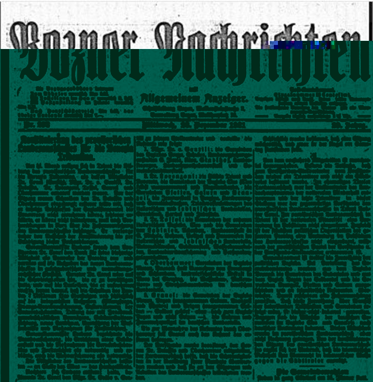 Titelseite der Bozner Nachrichten vom 28. Dezember 1921