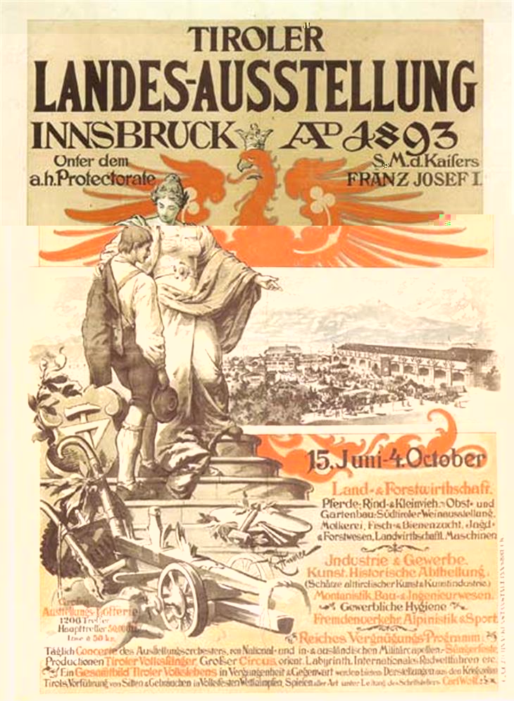 Plakat zur ersten Tiroler Landesausstellung 1893