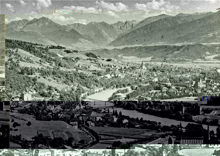 Vor 100 Jahren wurde das Innsbrucker Riesenrundgemälde versteigert, in der Bildmitte die Rotunde und die Hungerburgbahn um 1930