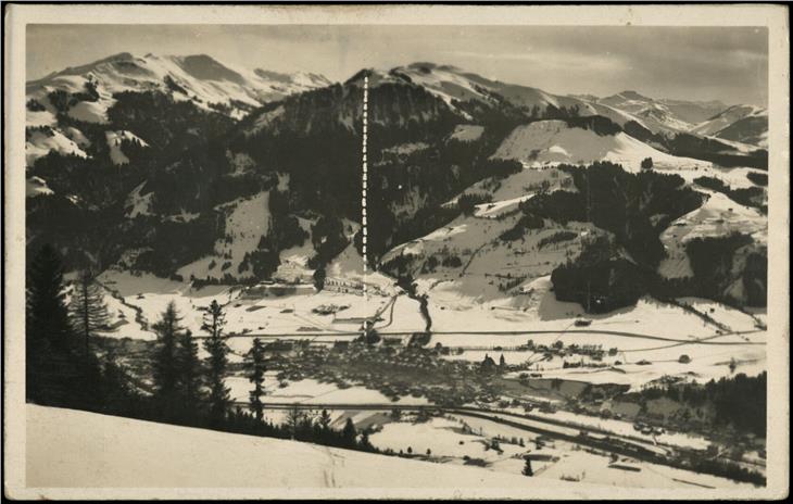 Der Streckenverlauf der Hahnenkammbahn auf einer Postkarte von 1927 