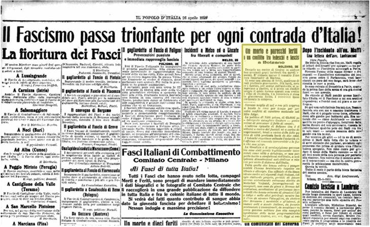 "il Popolo d’Italia", 26 aprile 1921.