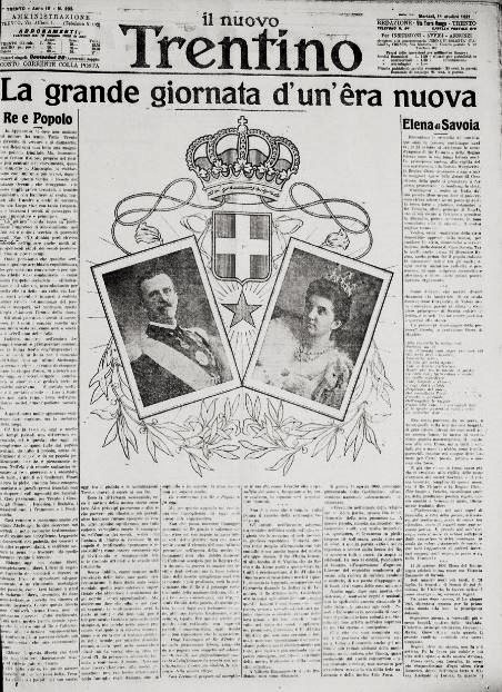 prima pagina de "Il Nuovo Trentino" dell’11 ottobre 1921
